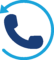 Blue phone handset icon with a circular arrow, indicating a call back or customer support.